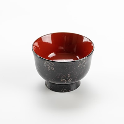 津軽塗 ぐい呑み(羽反) 唐塗/梨黒・紫[No.5228-0617]