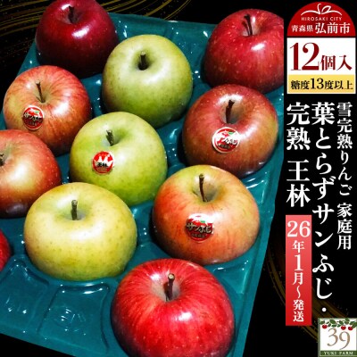 雪完熟りんご 糖度13度以上 家庭用葉とらずサンふじ・完熟 王林|24_yuk-051201