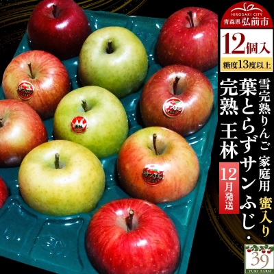 りんご 葉とらずサンふじ・ 完熟王林【家庭用】12個 蜜入り 先行受付|24_yuk-051201a