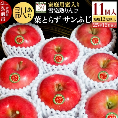 訳あり 雪完熟 家庭用蜜入 糖度13度以上 葉取らず サンふじ11個|24_yuk-231101a