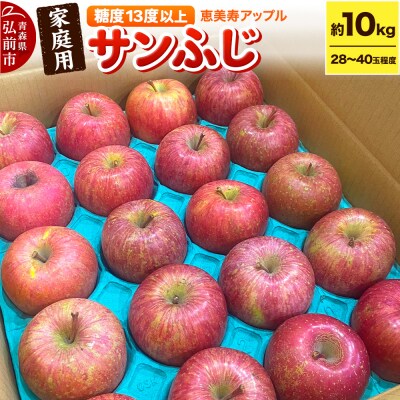 りんご 【糖度13度以上】サンふじ 約10kg 【家庭用】|24_eba-021001