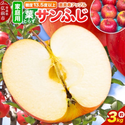 りんご 葉とらずサンふじ【家庭用】約3kg 糖度13.5度以上 先行受付|24_eba-050301