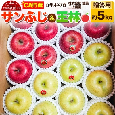  贈答用 百年木の香 サンふじ&王林 約5kg (14～20玉程度)|24_mkn-120501
