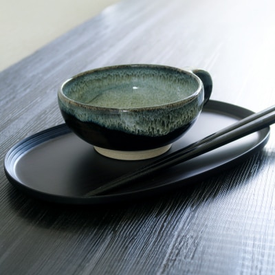 BUNACO オーバルトレイ Sサイズ (ブラック) お盆 トレイ|24_brb-200101a