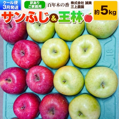 りんご 【訳あり】家庭用 三上農園 サンふじ&王林 約5kg 3月発送|24_mkn-060501b