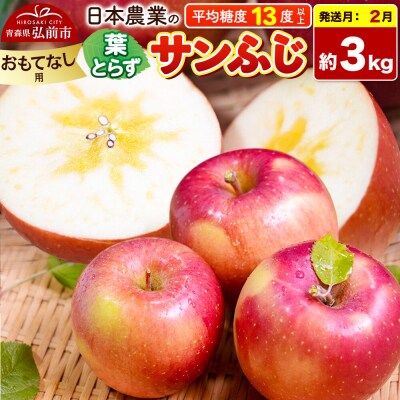 【27年2月発送】りんご 葉とらずサンふじ 約3kg【おもてなし用】|24_nng-130301bi