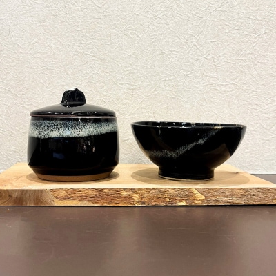 茶碗 津軽焼 茶碗と筋子入れセット(各1個)工芸品 青森県弘前市 草邑|24_kmr-030101
