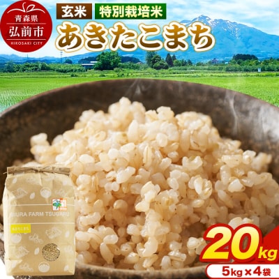 米【特別栽培米】あきたこまち 玄米 20kg(5kg×4袋)令和7年産|24_mft-092001