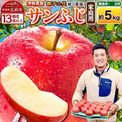 【27年3月クール便発送】りんご サンふじ【家庭用】約5kg 津軽農園|24_tgn-010501c