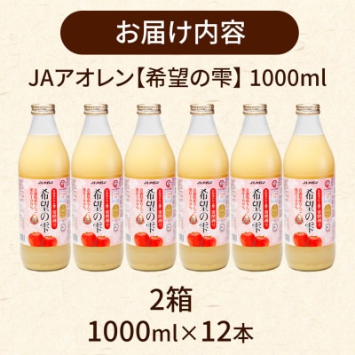 JAアオレン【希望の雫】りんごジュース 1000ml×12本 瓶|24_bny-140201