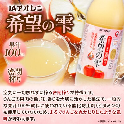 JAアオレン【希望の雫】りんごジュース 1000ml×12本 瓶|24_bny-140201