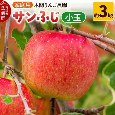 りんご【26年12月発送】サンふじ【家庭用】約3kg 小玉 先行受付|24_hrn-060301