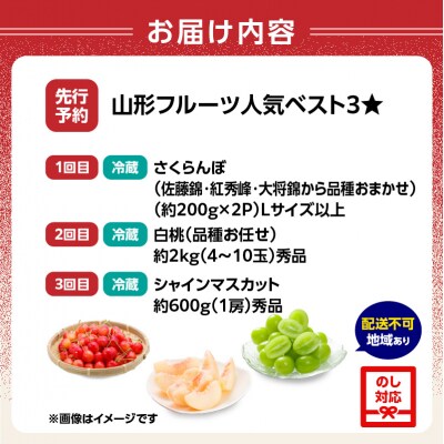  ≪先行受付≫ 山形フルーツ人気ベスト3★【定期便全3回】 060-T01