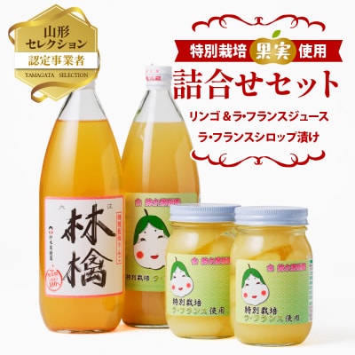 リンゴ&ラ・フランスジュースとシロップ漬け　つめあわせセット 025-009