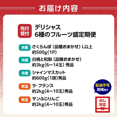  ≪先行受付≫ デリシャス6種のフルーツ盛定期便【定期便全5回】 060-T07