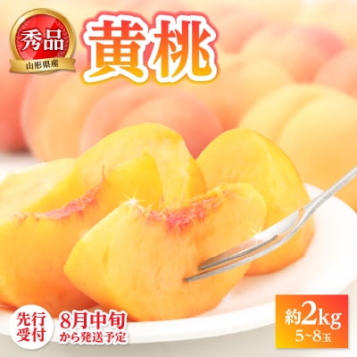 《先行受付》★黄桃(品種おまかせ)★ 約2kg 秀品 【8月中旬頃～順次発送予定】 063-003