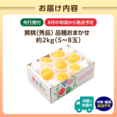 《先行受付》★黄桃(品種おまかせ)★ 約2kg 秀品 【8月中旬頃～順次発送予定】 063-003