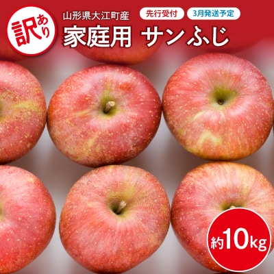 《先行受付》【2027年3月発送予定】 訳あり 家庭用サンふじ約10kg【大江町産】 028-036
