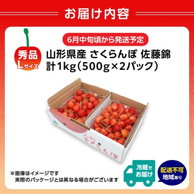 ≪先行受付≫さくらんぼ 佐藤錦 1kg 秀 Lサイズ バラ詰め【6月中旬頃発送予定】 001-070