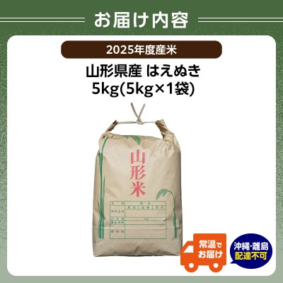 山形県産 はえぬき 5kg【2025年度産米】 065-001