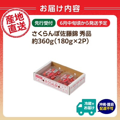 【2026年度先行受付】さくらんぼ佐藤錦 約360g 秀品【6月より順次発送予定】 063-013