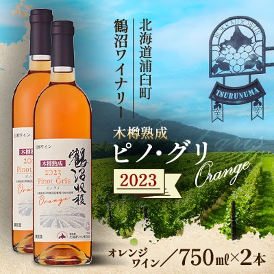 鶴沼収穫ワイン【木樽熟成 ピノ・グリOrange】オレンジワイン 2023年産　2本　銀賞受賞