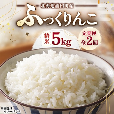 【毎月定期便】浦臼町産　ふっくりんこ(精米)5kg　特A　お米全2回