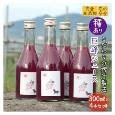 完全無添加・安心安全・こだわりの搾汁製法種あり巨峰ジュース300ml×4本セット[53710429]