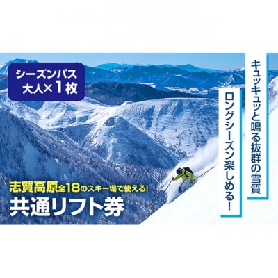 2024-25 志賀高原スキー場共通リフト券 シーズンパス大人1名[53710379]