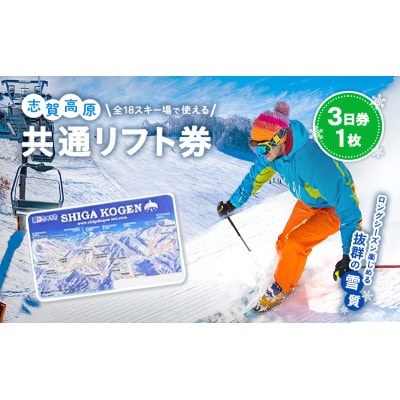 2025-26 志賀高原スキー場共通リフト券 3日券1枚[53710439]