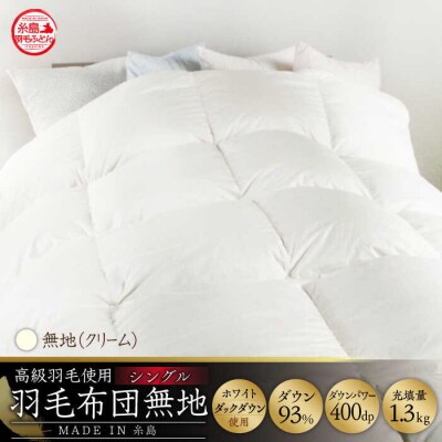 ＼この冬届く!/【糸島羽毛ふとん】【高級ダウン使用】無地ダウン93%【シングル】[AYM016]