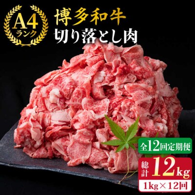 【全12回定期便】A4-A5ランク 博多和牛 切り落とし 1kg(250g×4P)[ACA191]
