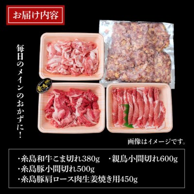 【全12回定期便】牛肉豚肉鶏肉 日常使いの精肉セット1,930g 4-5人前4種 [ACA199]