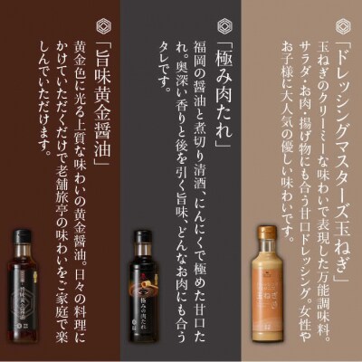 【全6回定期便】【万能日和】ファミリー調味料セット約200ml×3種×6回【明徳庵】[AFI016]