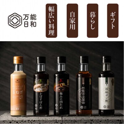 【全12回定期便】金賞受賞調味料コンプリートセット約200ml×5種×12回 [AFI020]