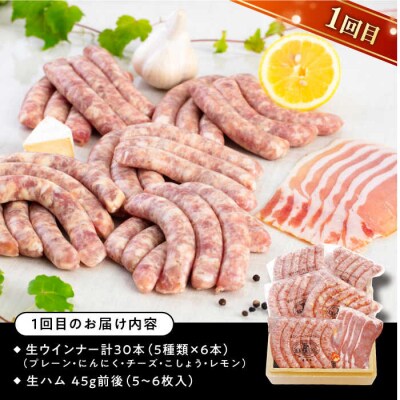 【全3回定期便】バラエティ定期便 (ウインナー/ハム/生ウインナー/生ハム)[AAC009]
