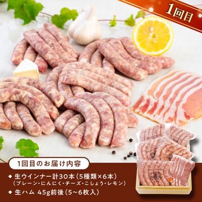 【全3回定期便】バラエティ定期便 (ウインナー/ハム/生ウインナー/生ハム)[AAC009]