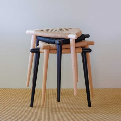 Three-legged Stool “BOW” 〈BlackxNatural〉[AIF013]