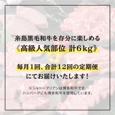 【全12回定期便】 糸島 黒毛和牛 食べ比べセット 2人前 約 6 kg【月1回】 [ACA111]
