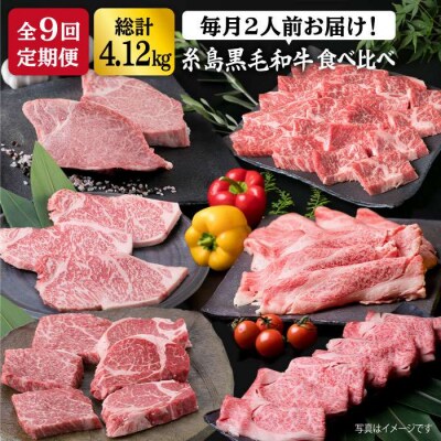 糸島黒毛和牛(博多和牛)高級部位の定期便セット全9回(月1回)2人前 4.12kg[ACA109]