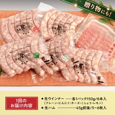【全6回定期便】生ウインナー 5種30本 + 生ハム 【糸島手造りハム】 [AAC011]