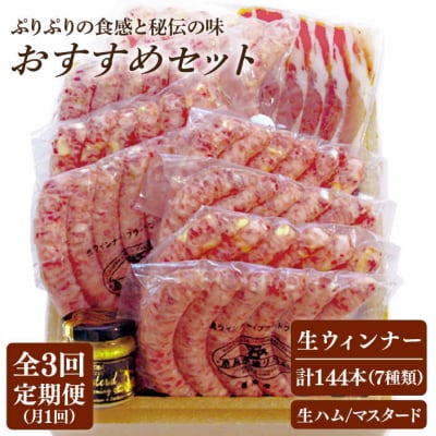 【全3回定期便】おすすめ ギフトセット (ハム/ ソーセージ/ ウインナー) [AAC013]