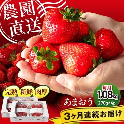 【全3回定期便】糸島 あまおう 270g×4P (A品B品含むLから5L) [ATB011]
