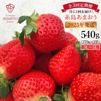 【全3回定期便】糸島 あまおう 270g×2P (A品B品含む3L-5L) [ATB009]