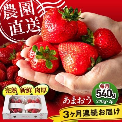【全3回定期便】糸島 あまおう 270g×2P (A品B品含むLから5L) [ATB009]
