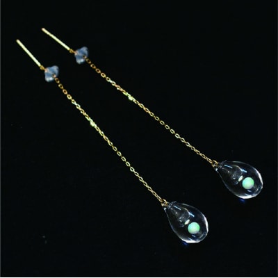 moon アロマチェーンピアス しずく/アイス K18YG 【タビノキセキ】[ADB026]