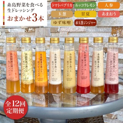 【全12回定期便】 糸島野菜を食べる生ドレッシング お任せ 3本セット[AQA013]