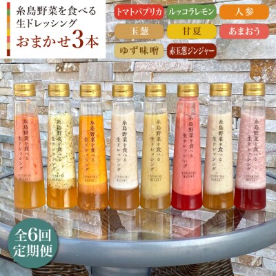 【全6回定期便】 糸島 野菜を食べる 生 ドレッシング お任せ 3本セット[AQA012]