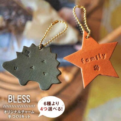 【手づくりキット】本革 オリジナル チャームセット BLESS [AAA017]