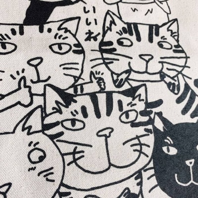 キャンパス 地 トートバッグ 「Happy Cat」【のび工房】[ADZ001]